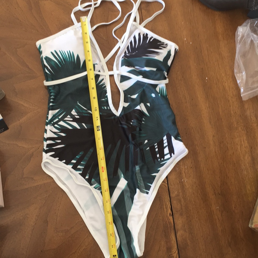 1 left! Palm Leaf Strappy One Piece Swimsuit - Picture 8 of 8